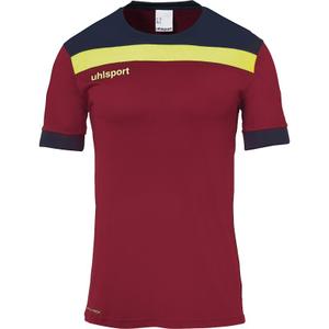 100380412-polo-uhlsport-offense-23-rouge-bordeaux-bleu-marine-jaune-paille