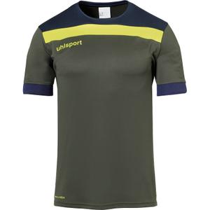 100380413-polo-uhlsport-offense-23-vert-olive-bleu-marine-jaune-paille