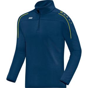 8650-e-42-sweatshirt-zippe-enfant-jako-classico-bleu-nuit-jaune-citron