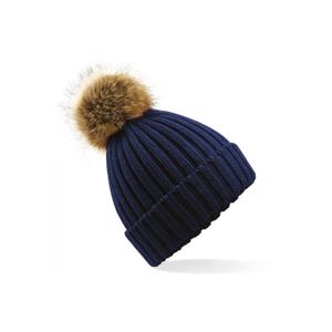 b412-navy-bonnet-pom-pom-fausse-fourure-epais-femme-beechfield-navy-tu