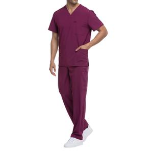 dke645-wine-t-shirt-col-v-dickies-medical-rouge