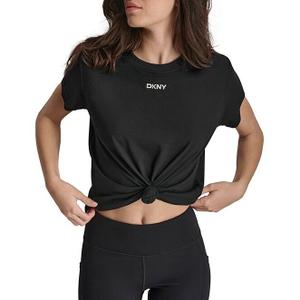 dp4t9994-blk-t-shirt-femme-dkny-mini-stud-logo-knot-front-black