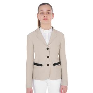 etka00033-oxfordtan-15-1306-veste-equitation-de-concours-trois-boutons-tissu-perfore-fille-equestro-oxford-tan