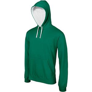 k446-lightkellygreen-white-sweatshirt-a-capuche-kariban-contrastee-vert-fonce-blanc