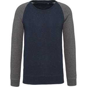 k491-frenchnavyheather-greyheather-sweatshirt-col-rond-kariban-bicolore-manches-raglan-bleu-marine-gris