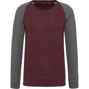 k491-wineheather-greyheather-sweatshirt-col-rond-kariban-bicolore-manches-raglan-rouge-gris