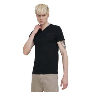 m1011170e-16a-t-shirt-col-en-v-avec-logo-brode-en-coton-biologique-superdry-noir-noir