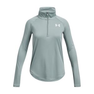1379532-348-haut-d-entrainement-1-2-zip-fille-under-armour-tech-tm-vert-blanc